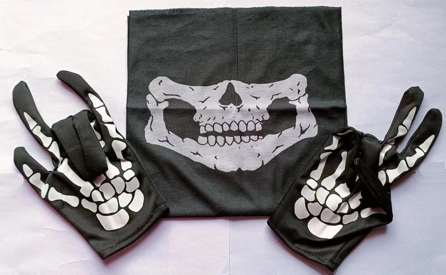 Skeleton Skull Finger Gloves and Skull Face Mask, Halloween Costume, for Halloween Festival image number 2