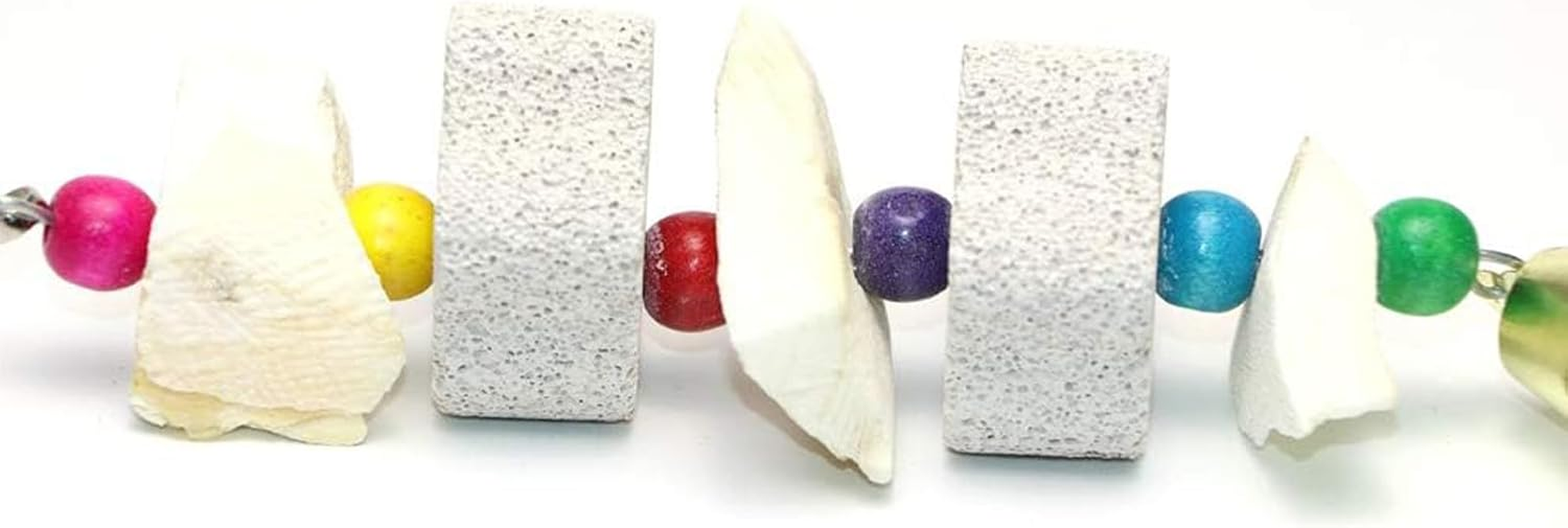 2Pcs Bird Beak Trim Cuttlebone Calcium Stone Lava Block Chew Toy Grinding Teeth Natural Minerals with Bell for Parakeet Conure Lovebird Cockatiel Finch Canary Hamster Chinchilla Rabbit