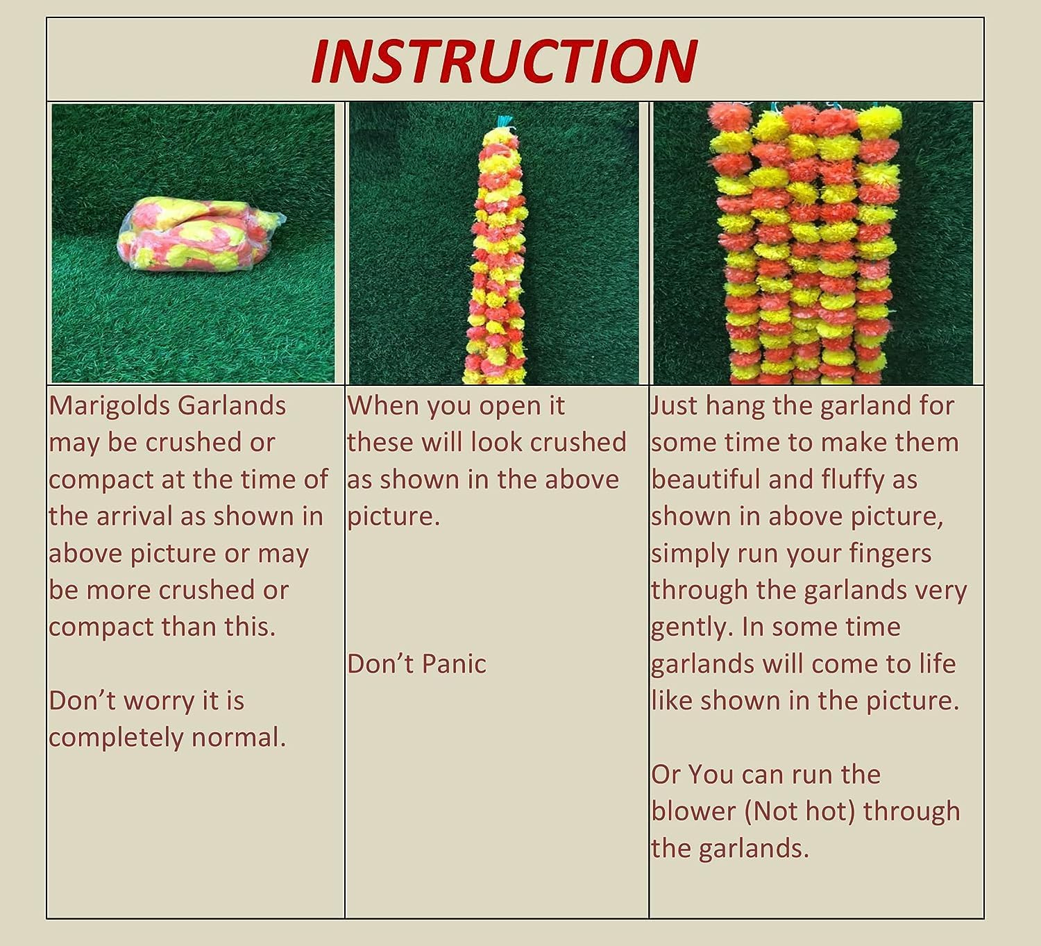 Artificial Flower Marigold Flower Garland 5 String Party Genda Phool Mala 5 Feet Long Each String for Home Decoration Diwali Dark Orange & Yellow image number 1