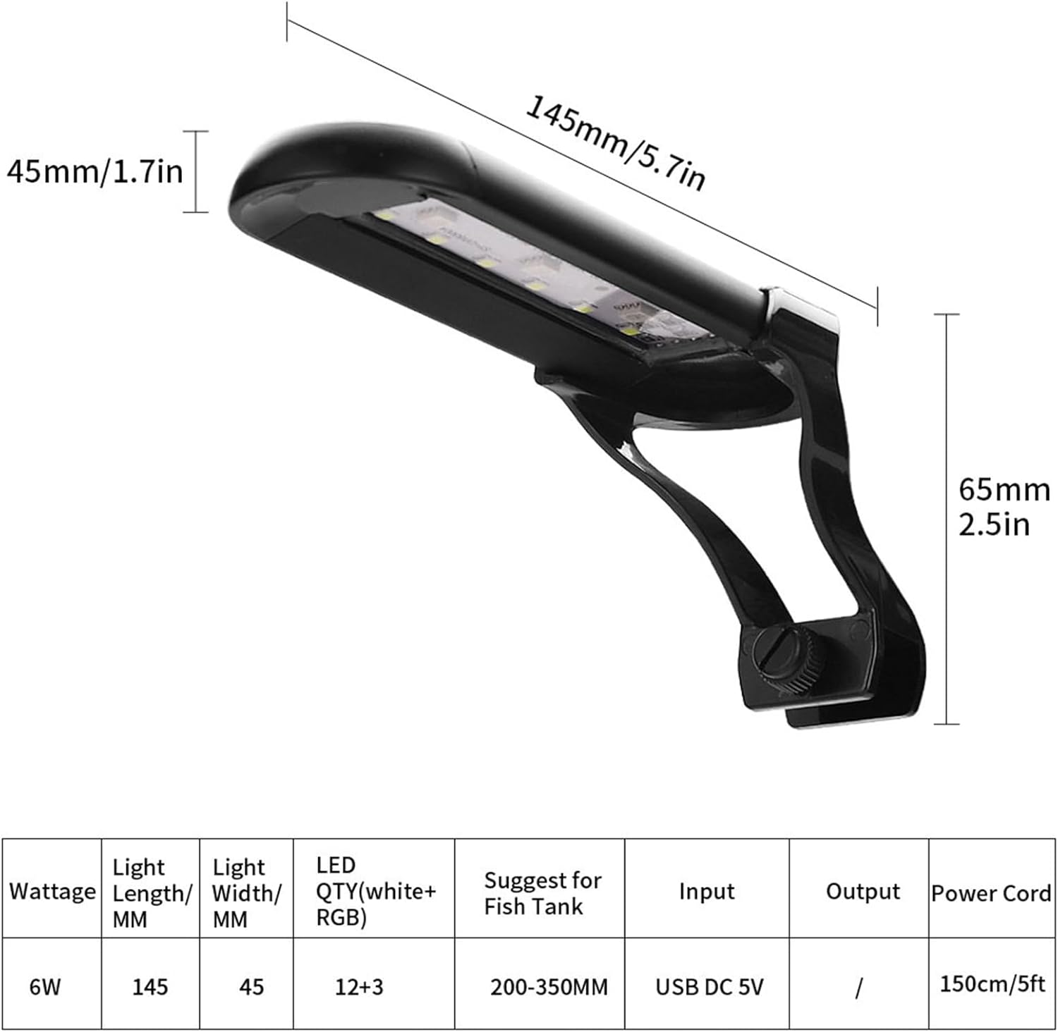 Aquarium Led Lights for Fish Tank Timing 3H 6H 12H USB Aquatic Lamp Plant Light image number 3