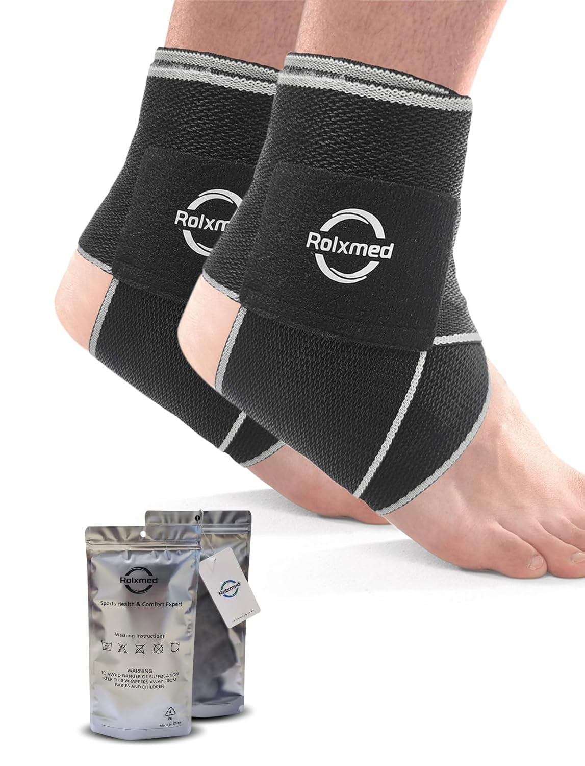 Athletic Ankle Bandage Belt Adjustable Support Brace Compression Wrap for Achilles Tendonitis Sprain Sports Men and Women (2Pcs, Size 7-14) image number 4