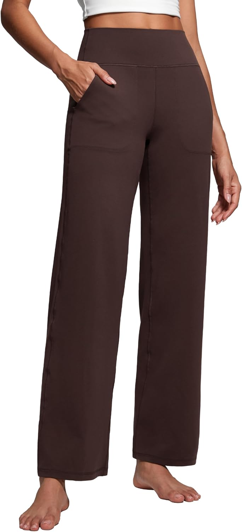 CRZ YOGA Womens Butterluxe High Waist Wide Leg Pants with Pockets 31" - Buttery Soft Comfy Casual Yoga Lounge Leggings