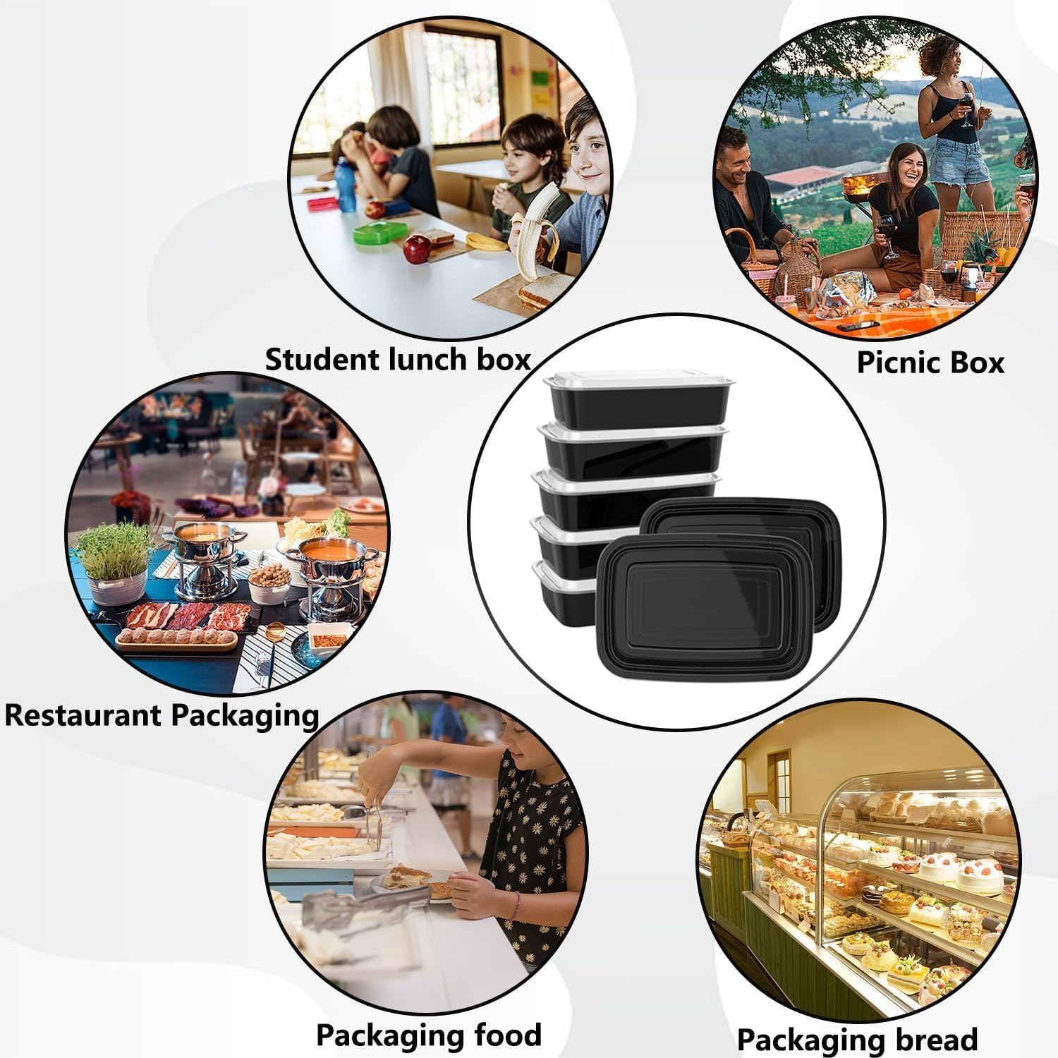 35 Pack 32Oz Food Storage Containers with Lids &ndash; Extra Large & Thick Meal Prep Containers, Bpa-Free Reusable Plastic Bento Boxes, Stackable, Microwave/Dishwasher/Freezer Safe image number 5