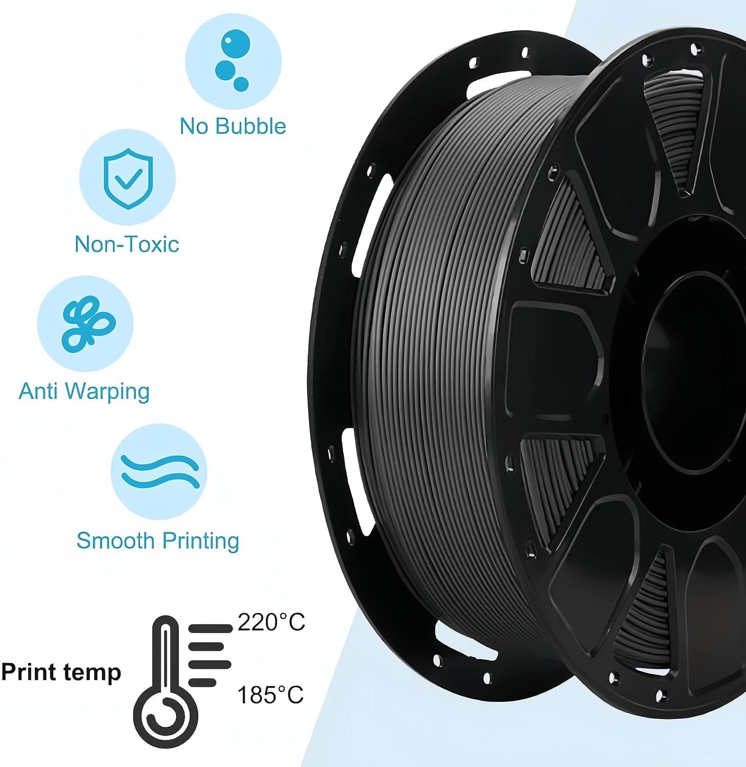 Ender PLA 3D Printer Filament,Pla Filament 1.75Mm No-Tangling, Strong Bonding and Overhang Performance Dimensional Accuracy +/-0.02Mm, 2.2Lbs/Spool,Fit Most FDM 3D Printers (1Kg Black)