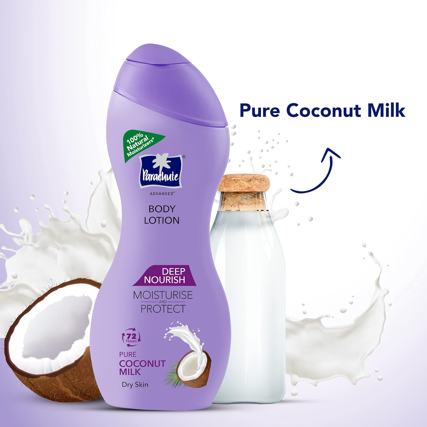 Parachute Advansed Body Lotion Deep Nourish, with Pure Coconut Milk, 100% Natural, Dry Skin Moisturizer, Winter Body Lotion, 250 Ml (Pack of 2) image number 2