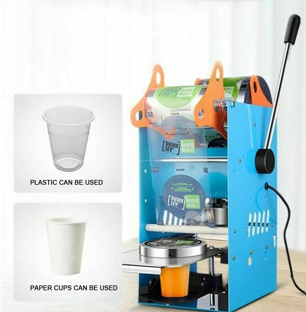 MAIAKK Electric Plastic Cups Sealing Machine Boba Bubble Tea Uice Drink Sealer Pressure Lid Sealing Maker Bubble Milk Tea Shop Closure Cup Sealing Machine 300-500 Cups/H image number 1