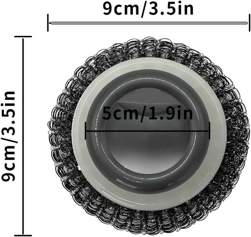 2Pcs Stainless Steel Scrubber Dish Scrub Brush with Handle ，Multipurpose Kitchen Cast Iron Scrubber for Pots, Grills, Ovens & Other Tough Cleaning Jobs (Metal Steel Style) image number 3