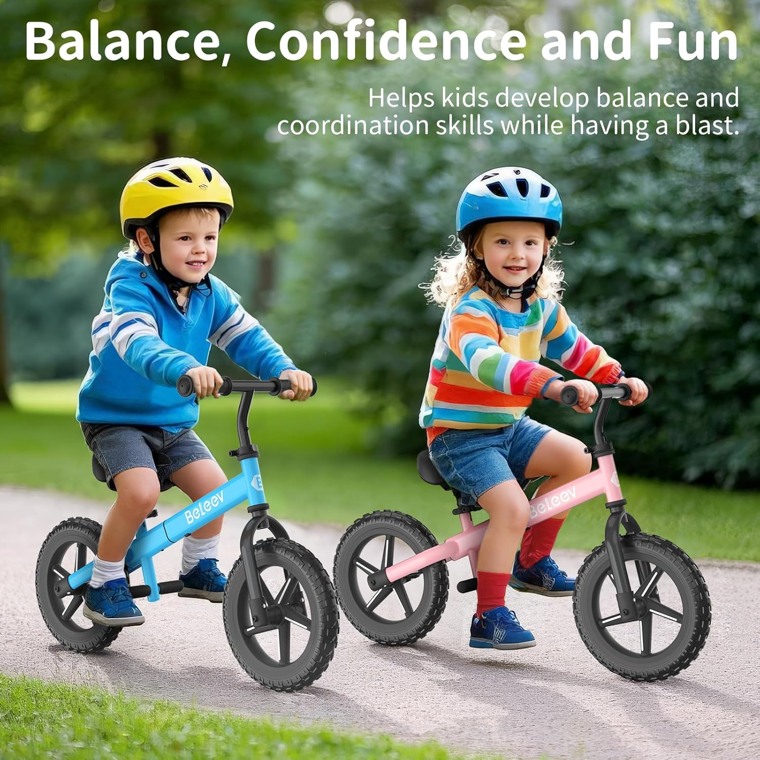 BELEEV C2 Balance Bike 2 Year Old with LED Light-Up Wheels, Adjustable Seat and Handlebar, Footrest, 12 Inch Anti-Skid Wheels, Kids Toddler Baby Walker Bike First Birthday 2-5 for Boys Girls image number 2