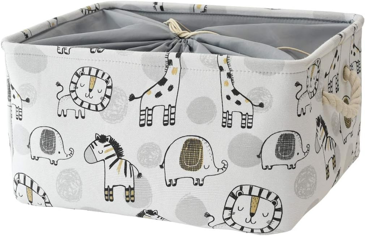 Inough Toy Baskets Toys Organizer Kids Storage Basket, Baby Room Decor Giraffe Laundry Baskets with Drawstring Mothers Day Gifts Basket for Kid'S Room (Giraffe, Large)