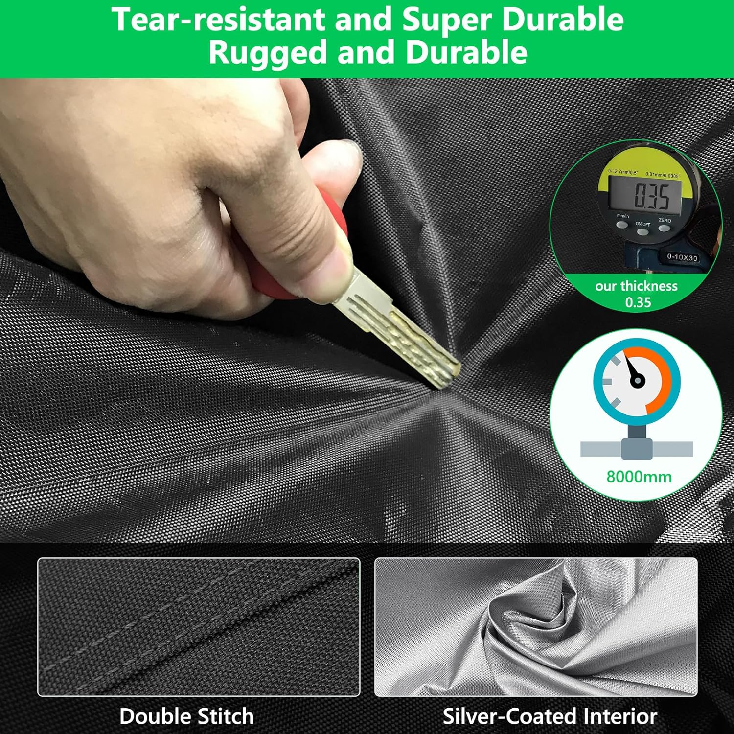 Akefit Tractor Cover,Tractor Covers Waterproof Heavy Duty,420D Oxford Waterproof, Dustproof, UV Protection Universal Tractor Cover with Reflective Strip,189.3''Lx76.3''Wx86.2''H image number 3