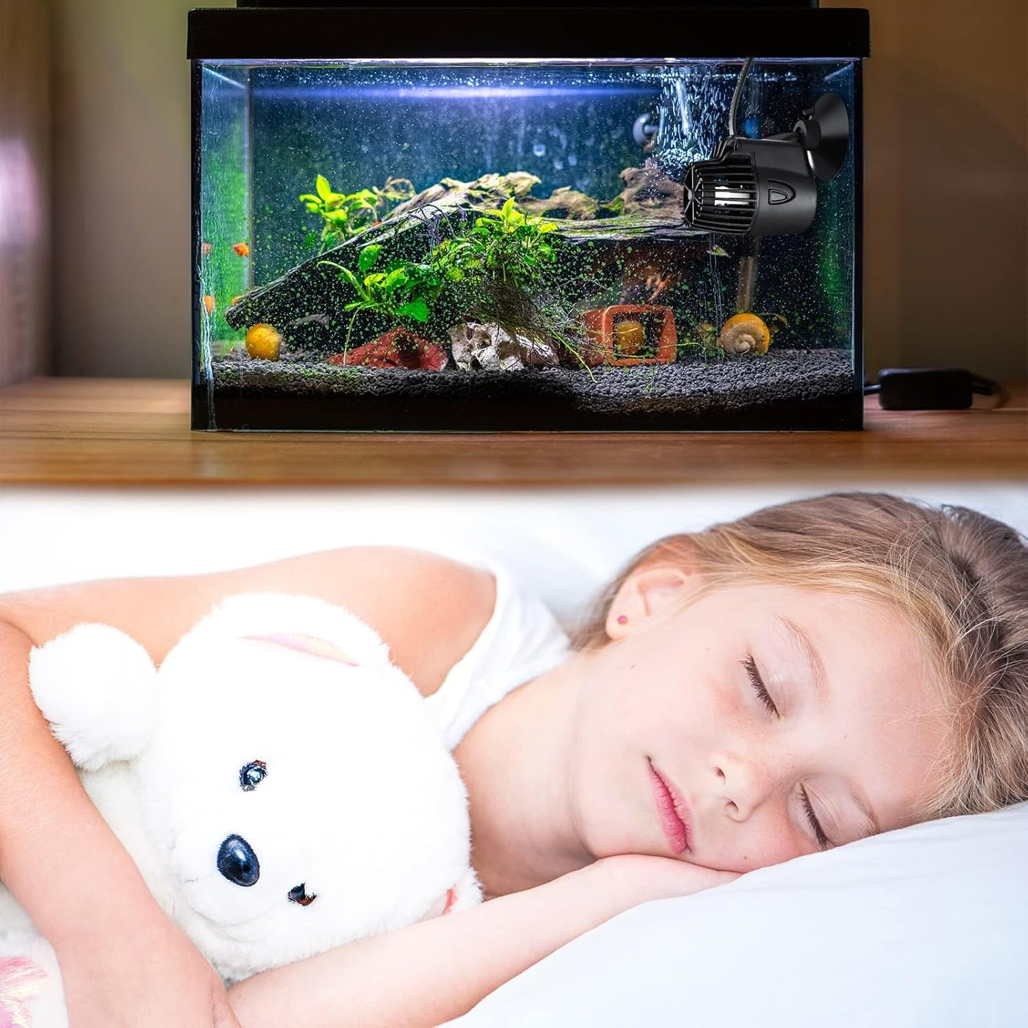 4 Pcs 800 GPH Aquarium Circulation Pump with Magnetic Suction Base 360 Degree Rotating Wave Maker Submersible Aquarium Powerhead Wavemaker for 20-100 Gal Freshwater Saltwater Fish Tank image number 1