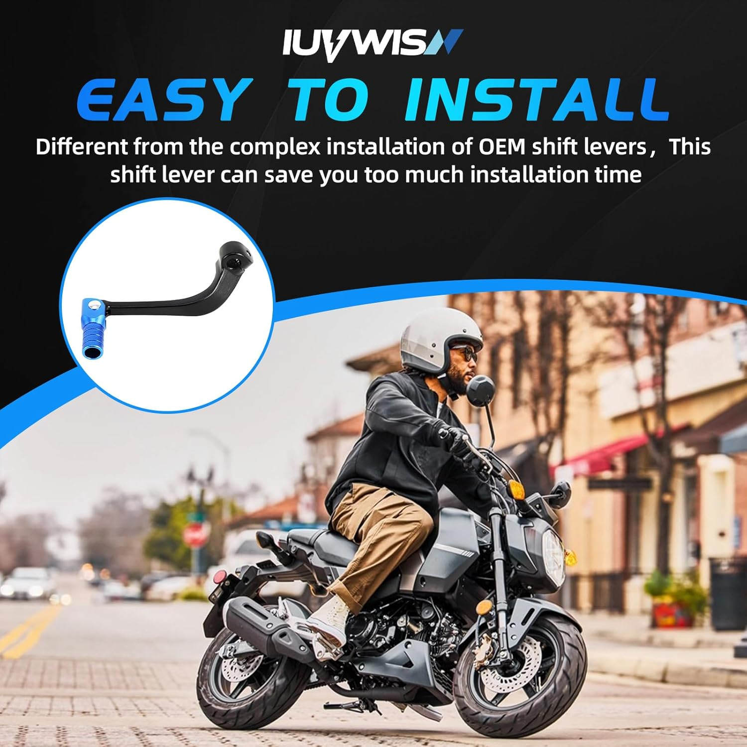 IUVWISN Motorcycle Folding Gear Shifter Shift Lever CNC for Grom MSX 125 2013-2024 Grom Clone Boom Vader 125 BD125 SR6 Blue image number 5