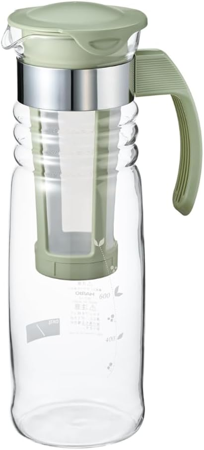 HARIO HCC-12-SG Cold Brew Tea Pot with Basket Net, Practical Capacity, 47.2 Fl Oz (1,200 Ml), Smoky Green, Heat-Resistant Glass, Hot Water, Dishwasher Safe, Cold Water Bottle, Made in Japan image number 4