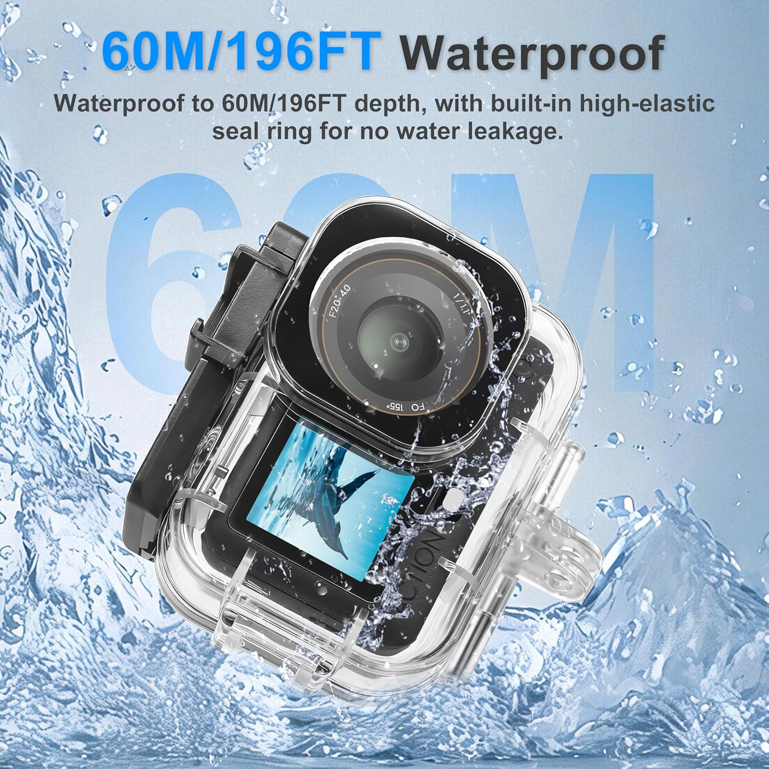 Fitstill 196FT/60M Waterproof Case Only Compatible for DJI Osmo Action 6,Underwater Diving Protective Cover Cage Shell Invisible Dive Housing for Action6 Camera Accessory