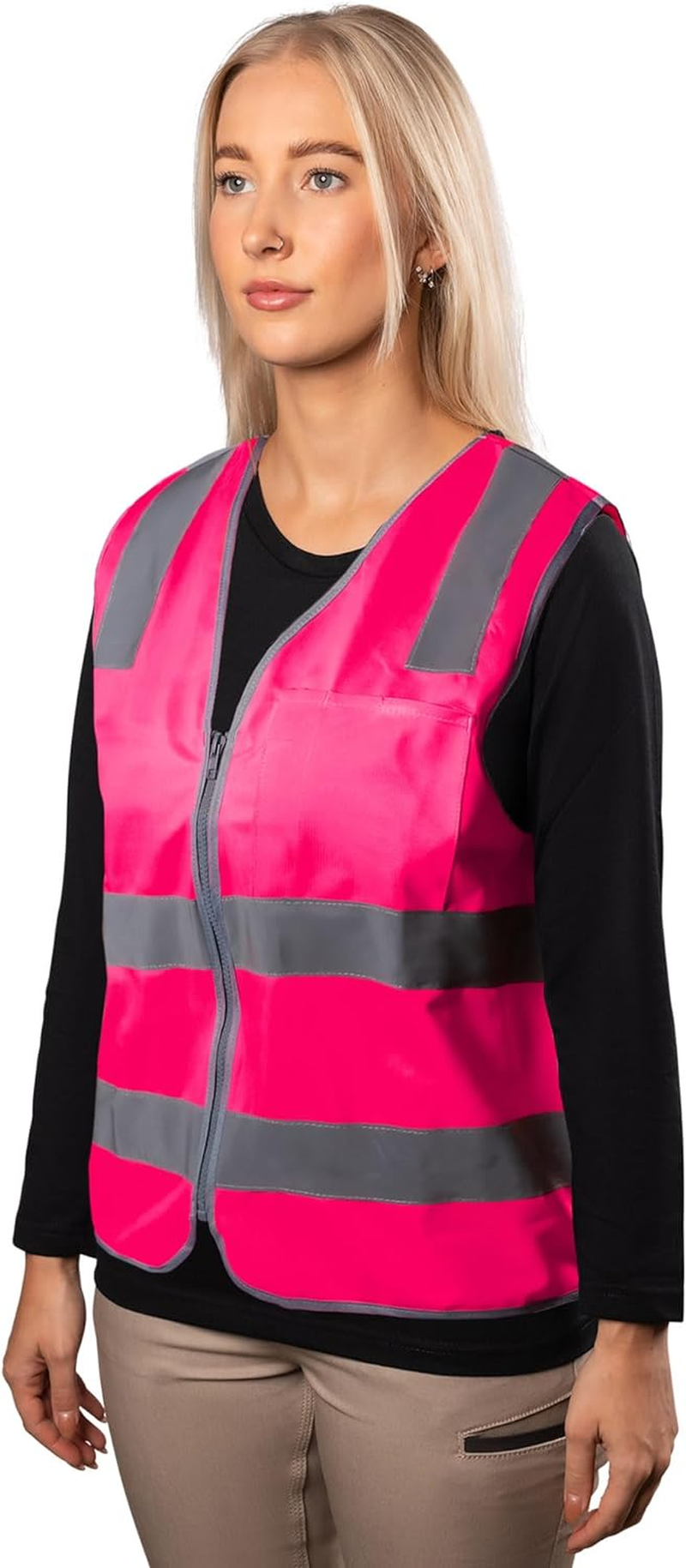 Hi-Vis Day/Night Zip Safety Vest - High Visibility Reflective Vest | Improved Reflectivity with 50Mm Micro Prism Tape | Lightweight & Breathable Design | Certified Safety Compliant |