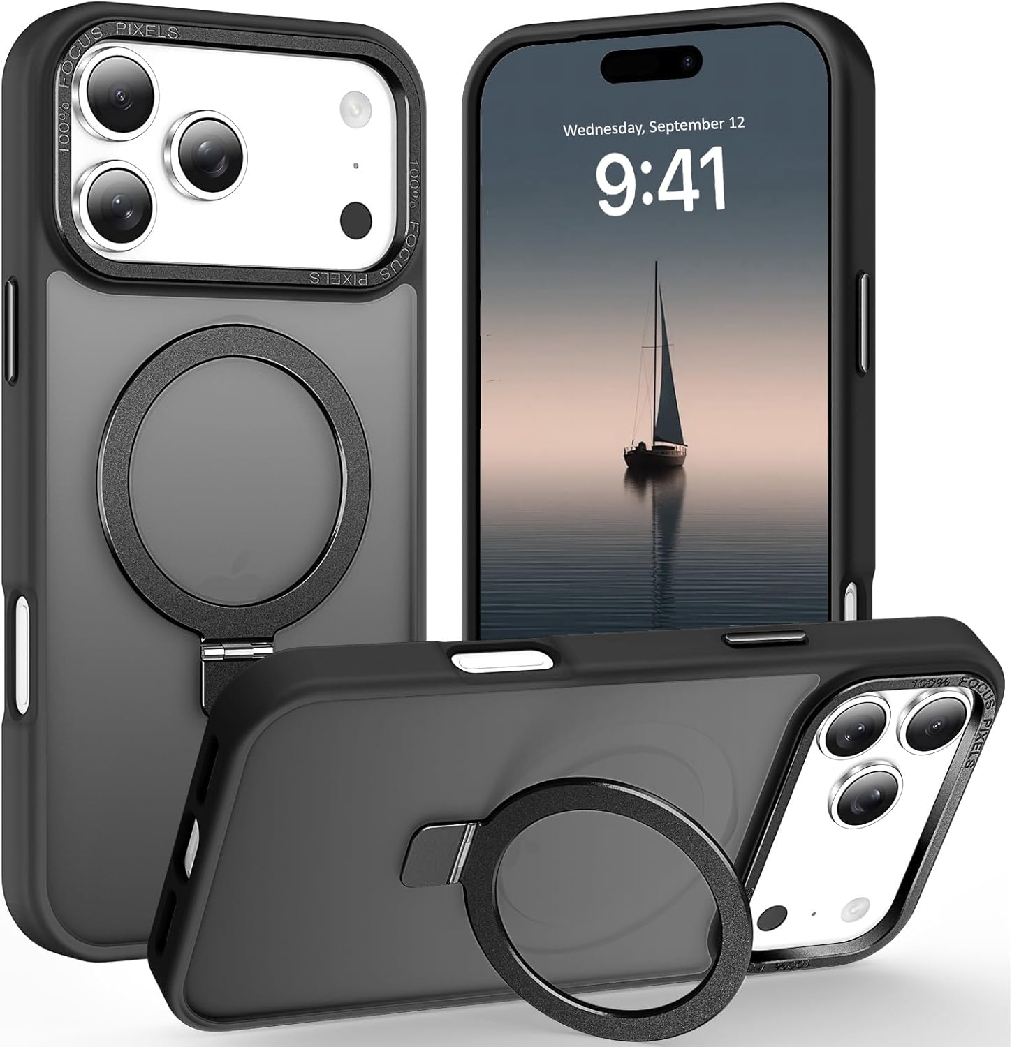 AVETUL for Google Pixel 9 Case, Phone Case Pixel 9 Pro with Invisible Magnetic Ring Stand [Compatible with Magsafe] [Full Camera Protection] Shockproof Bumper Hard Protective Cover Cases, Black image number 5