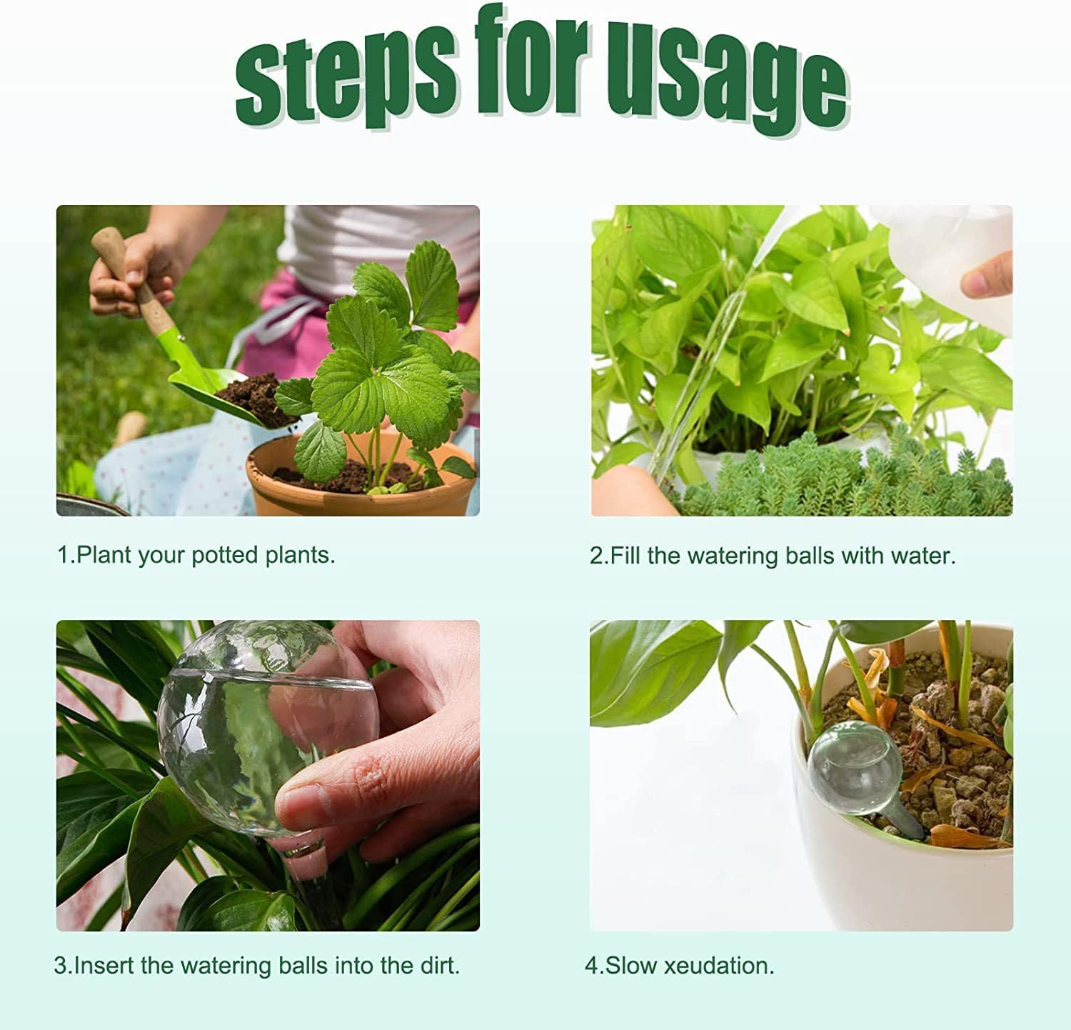 12 Pcs Plant Watering Globes,Plant Self-Watering Bulbs,Garden Watering Globes Device,Transparent Automatic Water Device for Garden Plant Indoor Outdoor(Green) image number 1