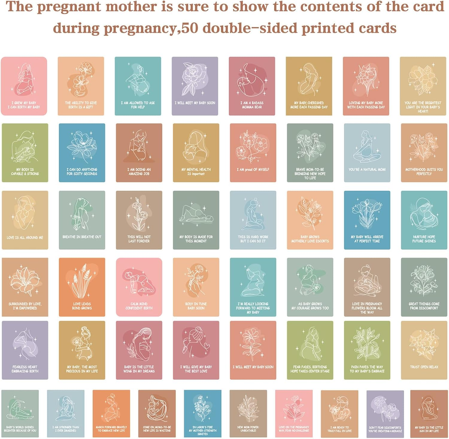 Pregnancy Affirmation Cards, New Mama Affirmation Cards, Positive Motivational Mindfulness Craft Spiritual Tools for Adults Women Mothers Labor Support