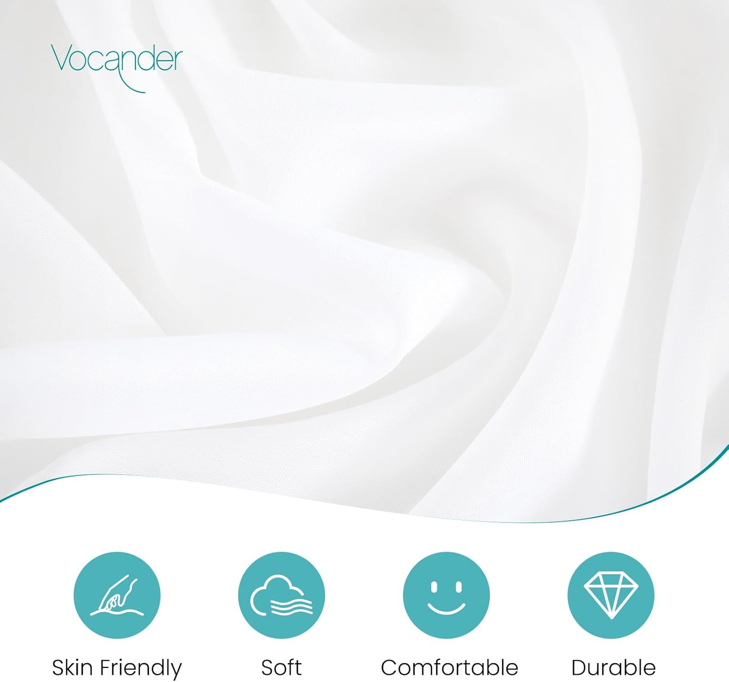 Vocander 2 Layer Bedskirt,White Queen Size Bed Skirt 18 Inch Drop Easy to Put On,Elastic Wrap around Dust Ruffle for Bed Frame & Mattress,Luxury Bedskirt for Adjustable Bed Microfiber Fabric