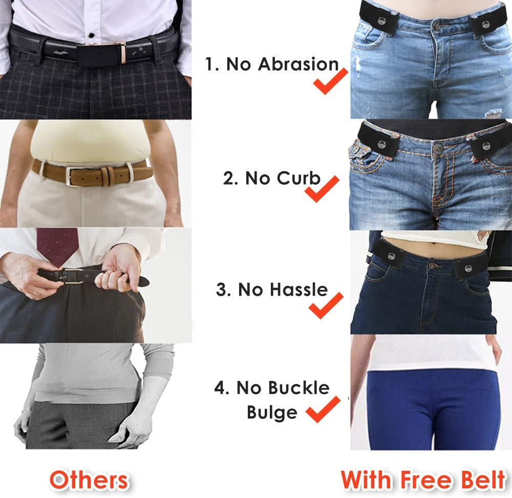 Slowton No Buckle Belt - 4 PCS Adjustable Elastic Buckle Women'S Belt for Trousers and Skirts, Invisible Stretch Waist Belt for Jeans Pants image number 1