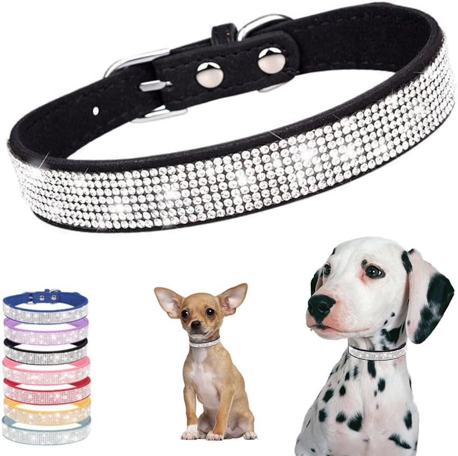 Dog Collar Dazzling Sparkling Crystal Rhinestone Adjustable Puppy Cat Pet Collars Rose Red Small