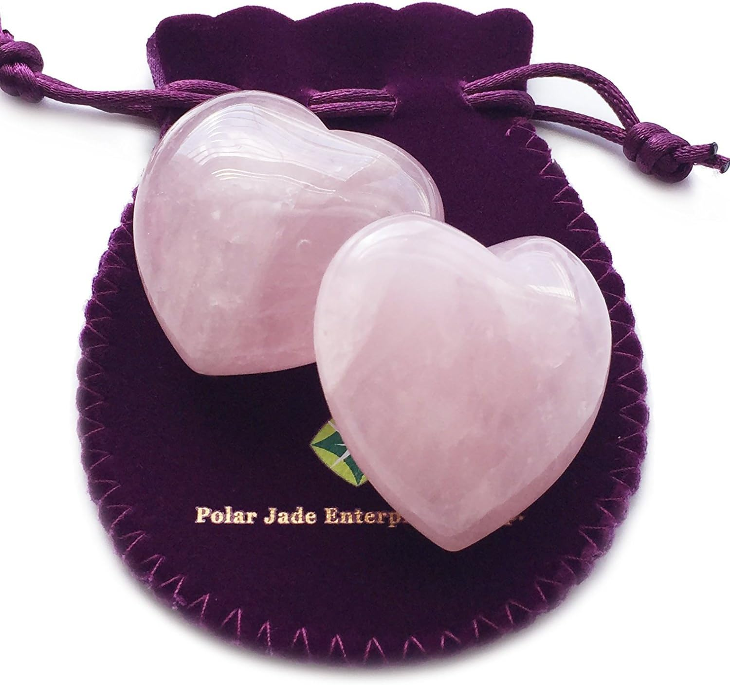 Puffy Heart Hand-Carved of 100% Natural Crystal Stones for Chakra Energy Healing, Meditaion, Massage and Decoration (Set of 2 Rose Quartz)