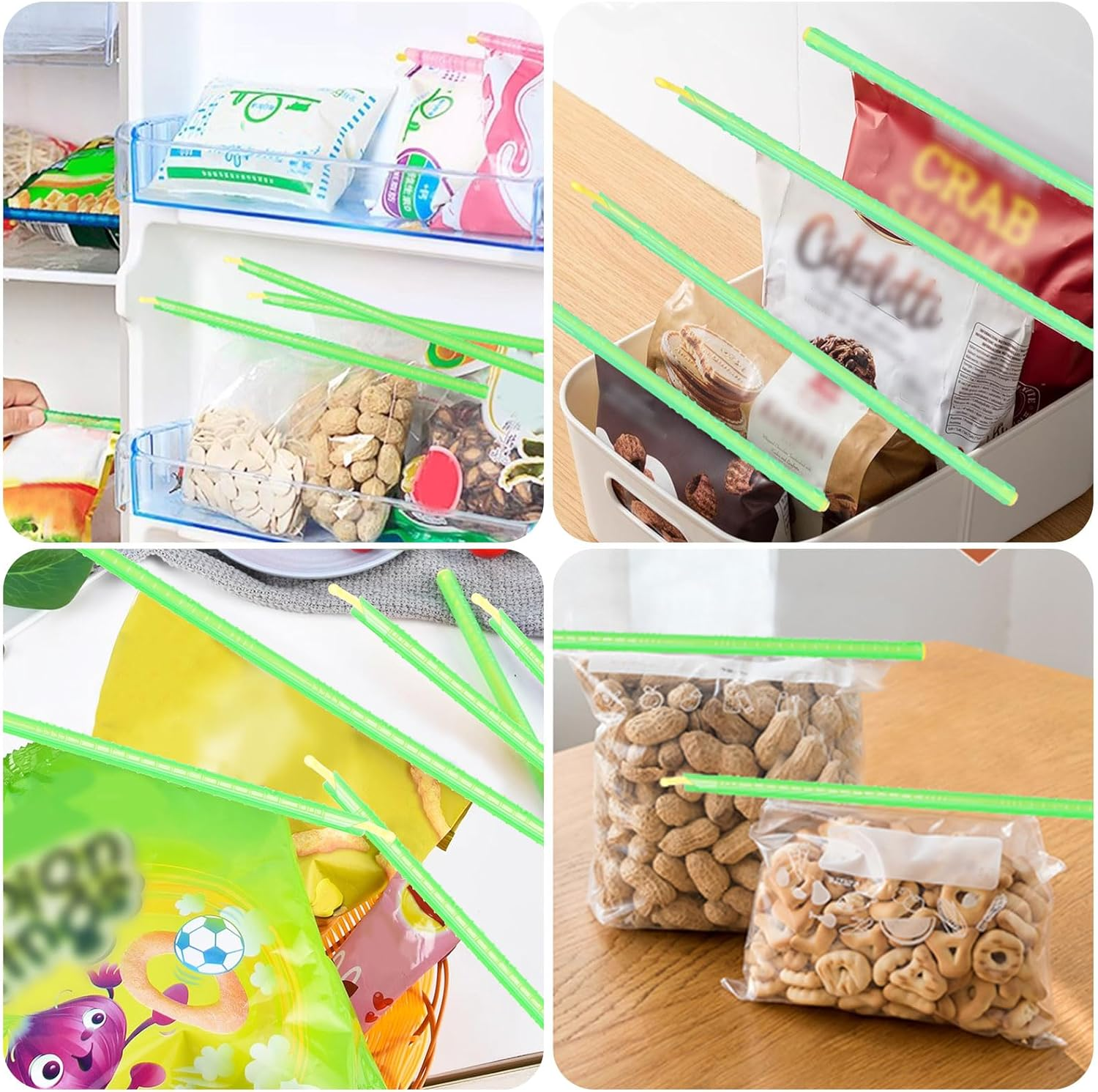 Food Bag Sealer Sticks (20 Pcs), 5 Size Chip Clips Bag Sealing Clips, Food Storage Sealer Stick