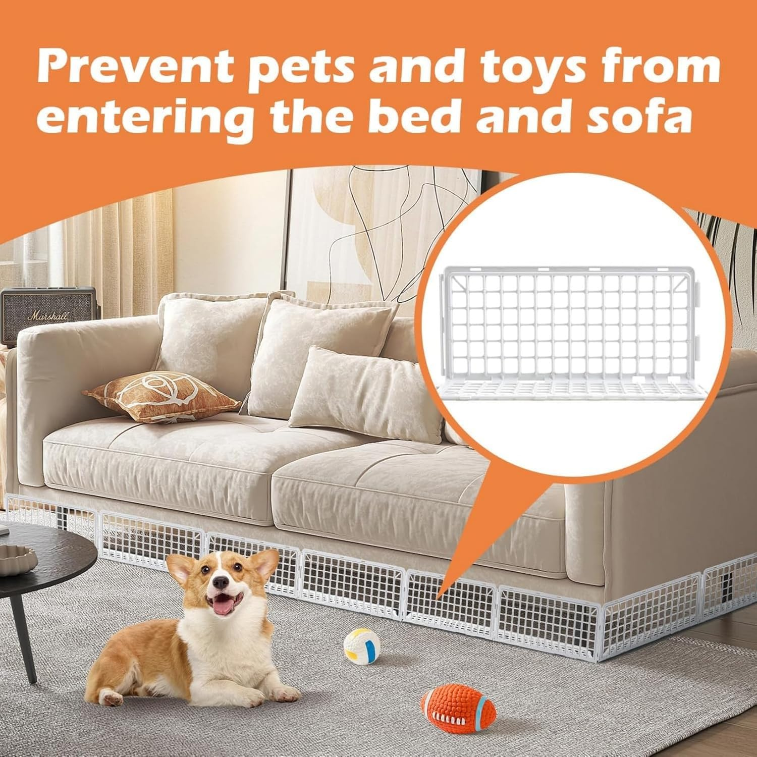 12 Pcs under Couch Blocker, under Bed Sofa Furniture Blocker Plastic Stopper, Couch Guards Bumper Stop for Things Pets ，37 Cm* 17Cm (White)