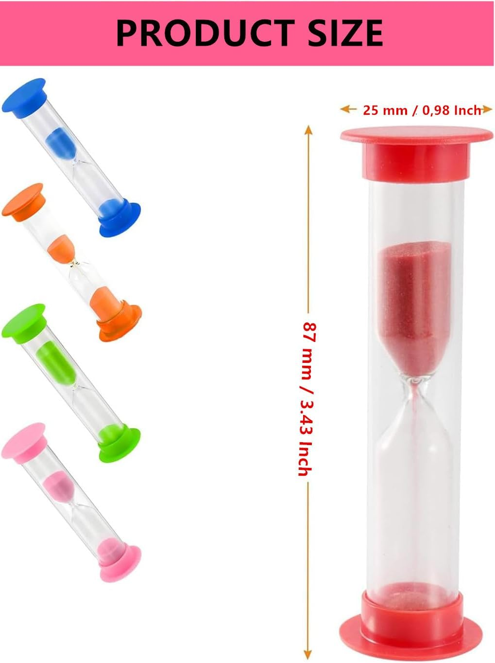4PCS Sand Timers, 2 Minute Sand Clock Timer Hourglass Countdown Timer for Brushing Teeth, Classroom, Home and Kitchen(Colorful) image number 3