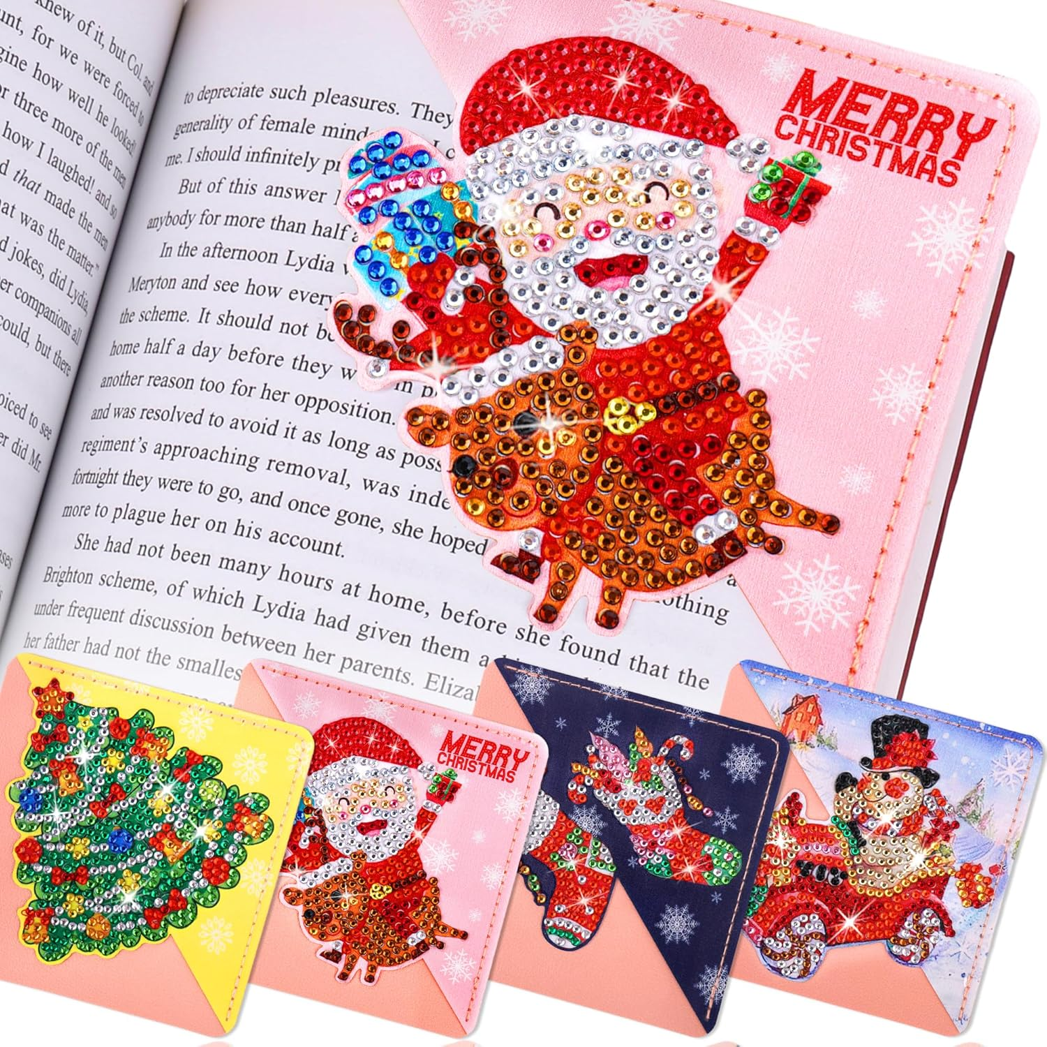 BSRESIN Diamond Art Bookmarks, 4 PCS Cute Diamond Art Bookmarks for Book Lovers, DIY Corner Bookmark Diamond Art Kits for Kids