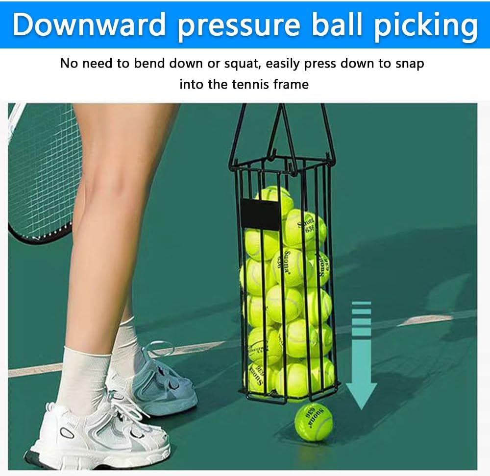 Portable Tennis & Pickleball Ball Hopper Basket &ndash; Lightweight Ball Collector & Picker with Handle,Easy Storage Carrier for Training & Practice Sessions image number 3