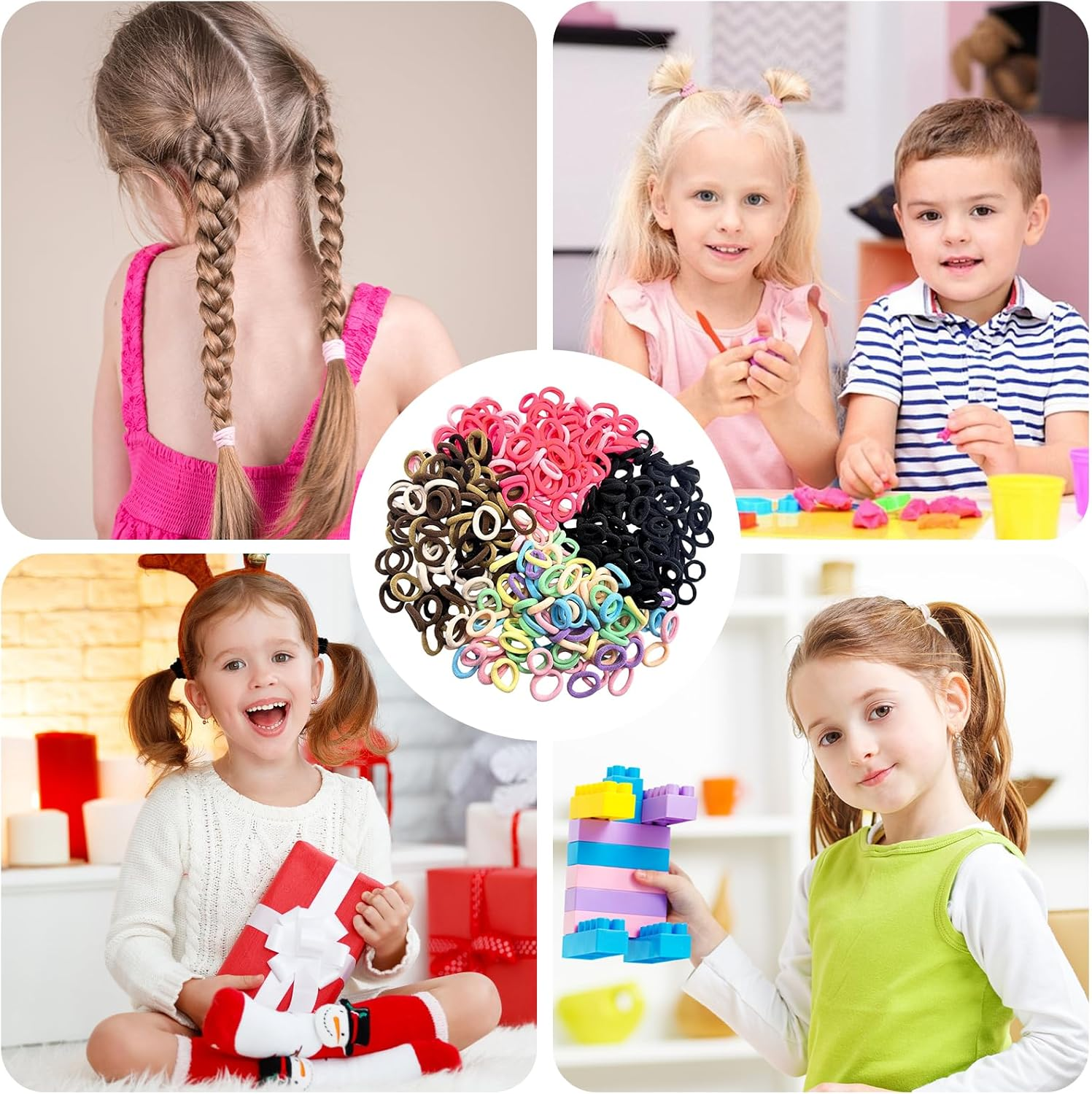 Pack of 400 Hair Bobbles, Mini Hair Bands, Rubber Bands, No Damage Hair Elastics, Colourful Hair Accessories, Girls Durable Hair Clips, for Toddlers, Children and Girls image number 1
