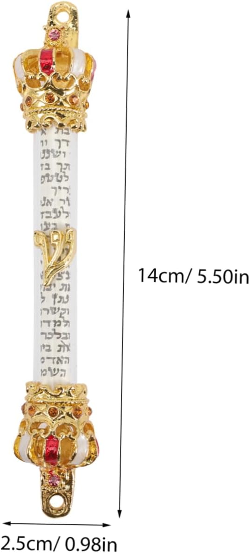 Religious Metal Mezuzah Door Memorial Scroll with Red Crown Design Jewish Hanukkah Home Decor Loss of Mother
