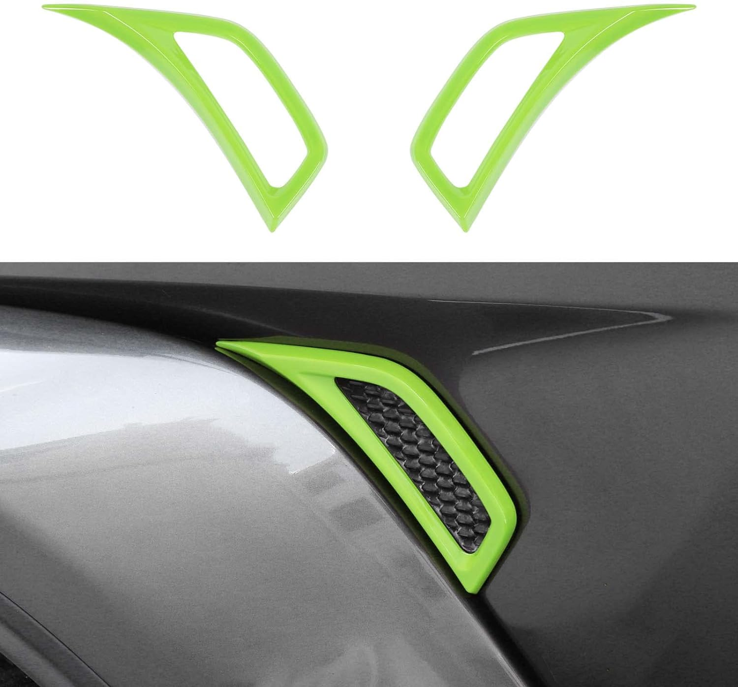 Voodonala for Jeep JL ABS Carbon Fiber Side Air Conditioning Vent Outlet Decoration Trim for 2018-2025+ Jeep Wrangler JL JLU Gladiator JT 4Xe Green