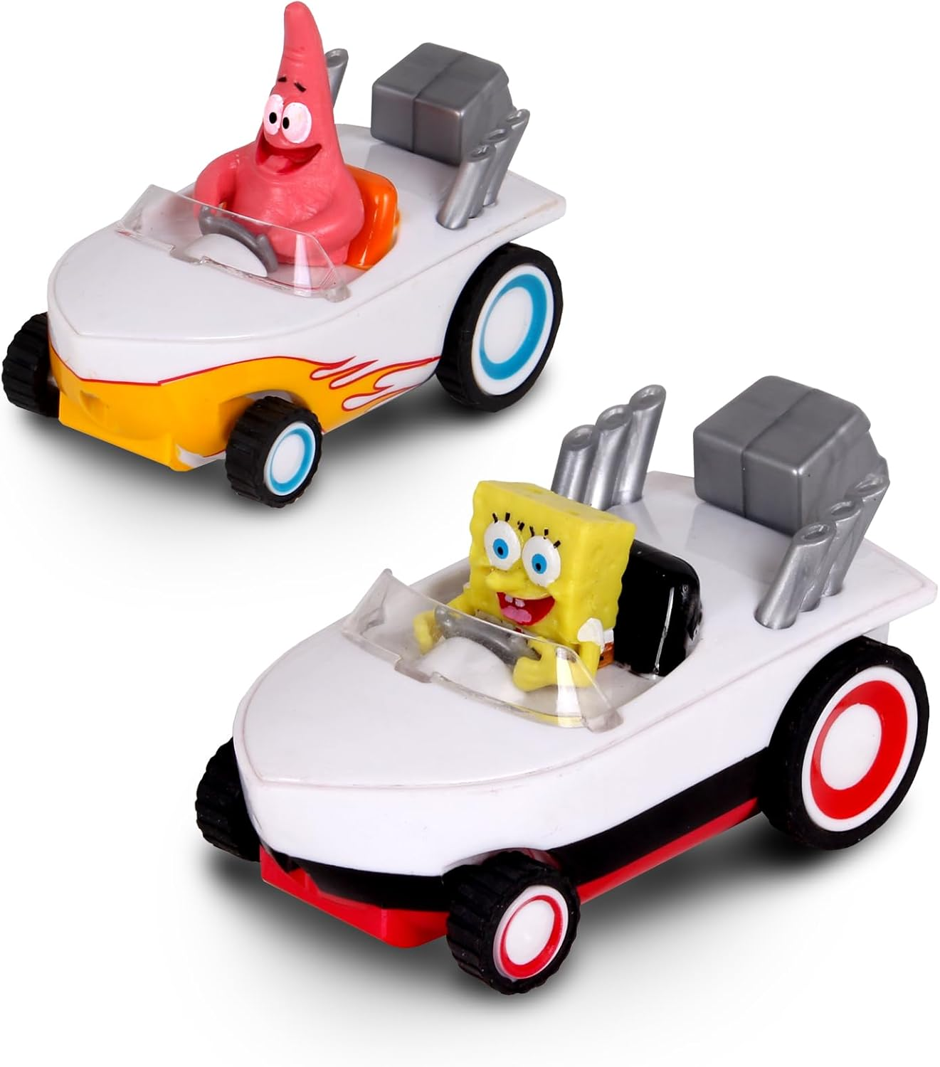 Spongebob Squarepants Pull Back 2PK Spongebob & Patrick Hot Rod Boats, Pull Back and Watch Them Zoom, No Batteries, No Controls, No Hassle, Fun&ndash;Fast&ndash;Portable, Great Gift, Official Nickoledeon Licensed image number 1