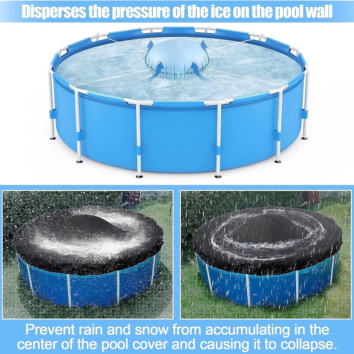 Dome Patio Furniture Cover Airbag,Reusable Patio Table Cover Air Pillow,Inflatable Airbag for Patio Table Covers,4Ft Dia Air Bag Pillow with 49.5Ft Drawstring,Uv Resistant,Water Resistant image number 1