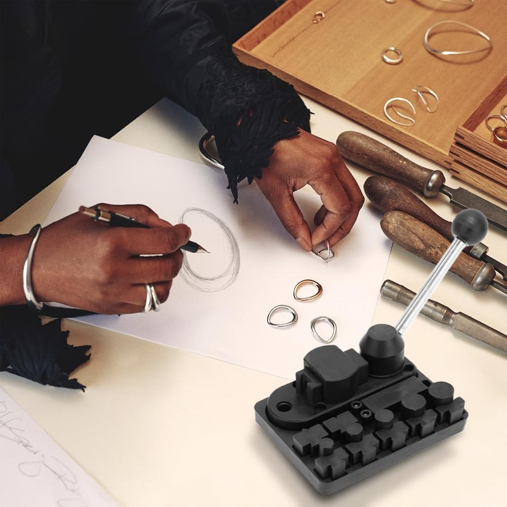 Ring Bender Bending Tool Set, Jewelry Ringing Benders with Nylon Dies Maker Tool, DIY Rings Earring Bend Gauge Jewelers Machine Multifunctional Measuring Sizer Tools Jewelry Hammer Finger Making image number 1