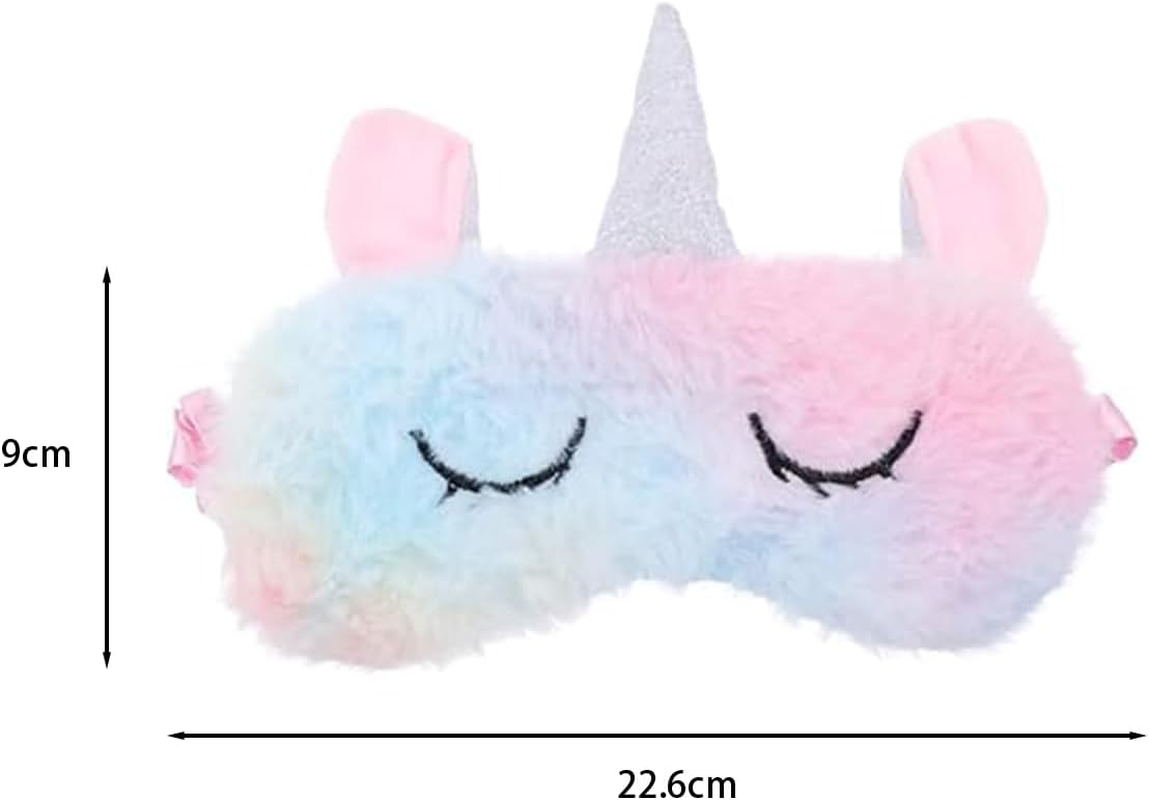 Namvo 2 Cute Sleep Eye Masks Cartoon Eye Masks Soft Plush Eye Masks Cute Unicorn Eye Masks Suitable for Travel Nap Lunch Break Overnight Party Women and Girls
