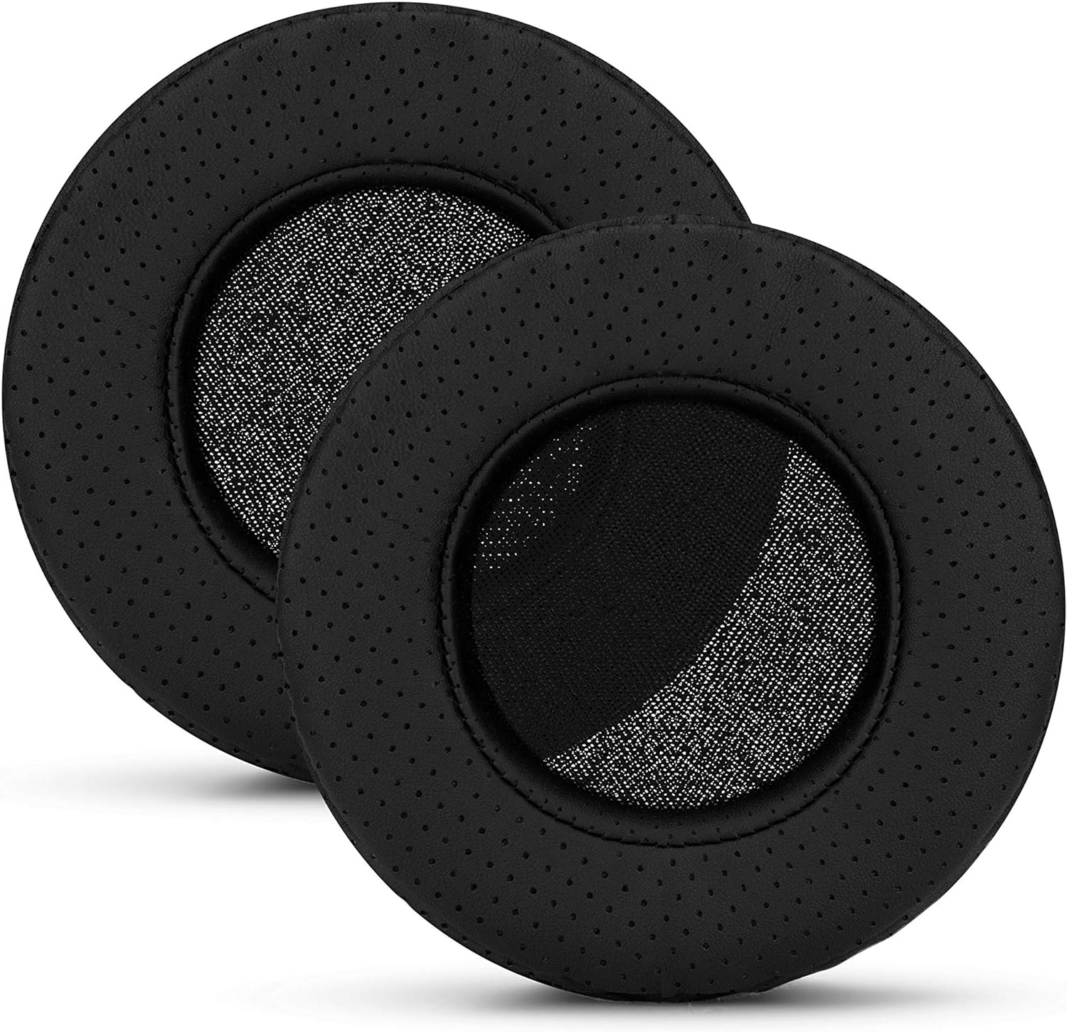 BRAINWAVZ round Memory Foam Earpads - Suitable Many Large Headphones - Steelseries, HD668B, ATH, AKG K553, Hifiman, ATH, Philips, Fostex, Sony Ear Pad & More (Perforated Black)