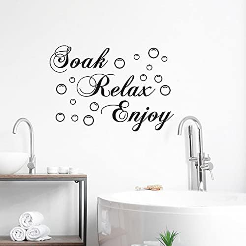 ADECALS Soak Relax Enjoy Wall Decal, Black Vinyl, Typographic Quote Wall Art for Home Bathroom (23.6''X11.8'') - Laundry 02 image number 6