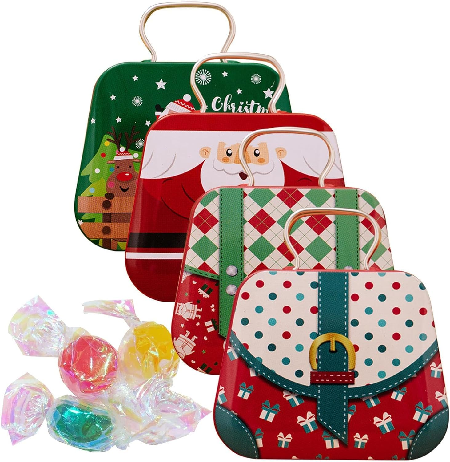 Fmtwphn Christmas Cookie Boxes - Christmas Cookie Containers Retro Tins | Christmas Cookie Containers, Metal Nesting Containers, Food Storage Containers with Lids for Holiday image number 4