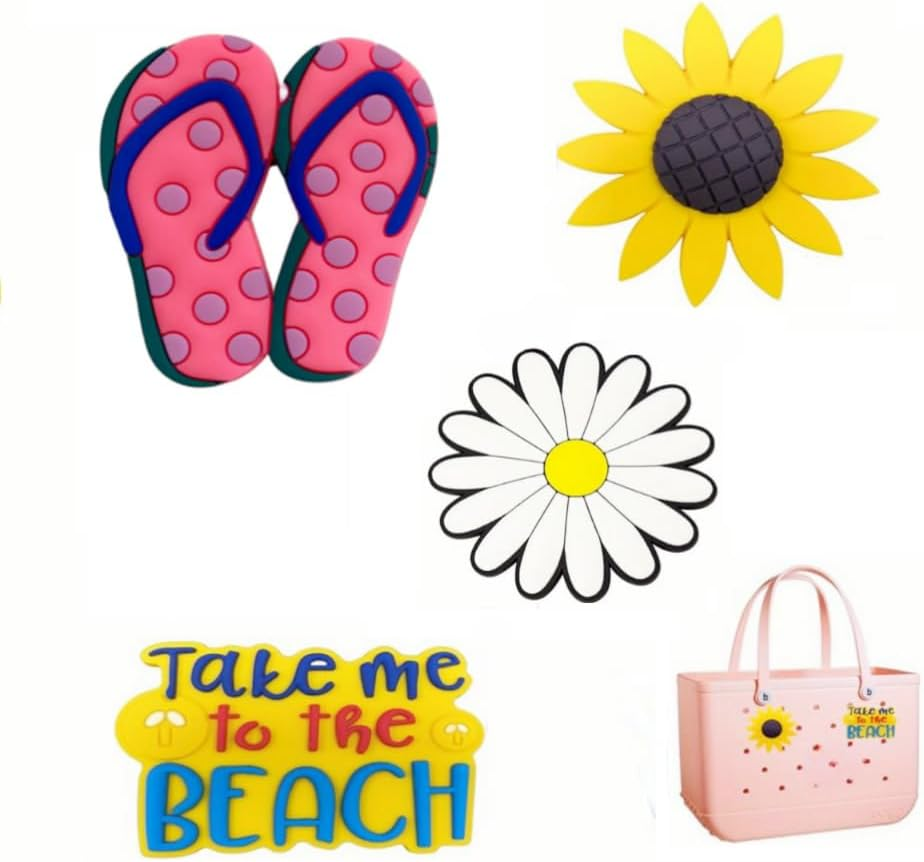 Mcmioeat 9Pcs Bogg Bag Accessories,Bogg Bag Charms Beach Tote Bag Rubber Beach Bag, Decoration Charms for Girls Women, Rubber image number 4