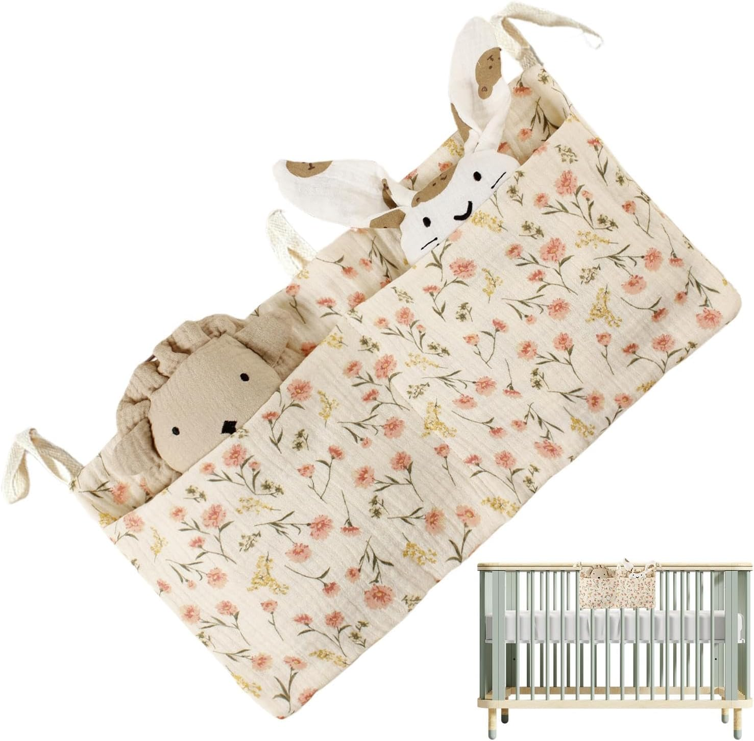 Baby Bed Side Diaper Storage Bag - Bedside Storage Suspending Bag - Crib Accessories, Bedside Organizer, 2 Pockets Nursery Organizers and Storage for Diapers Toys Clothing image number 6