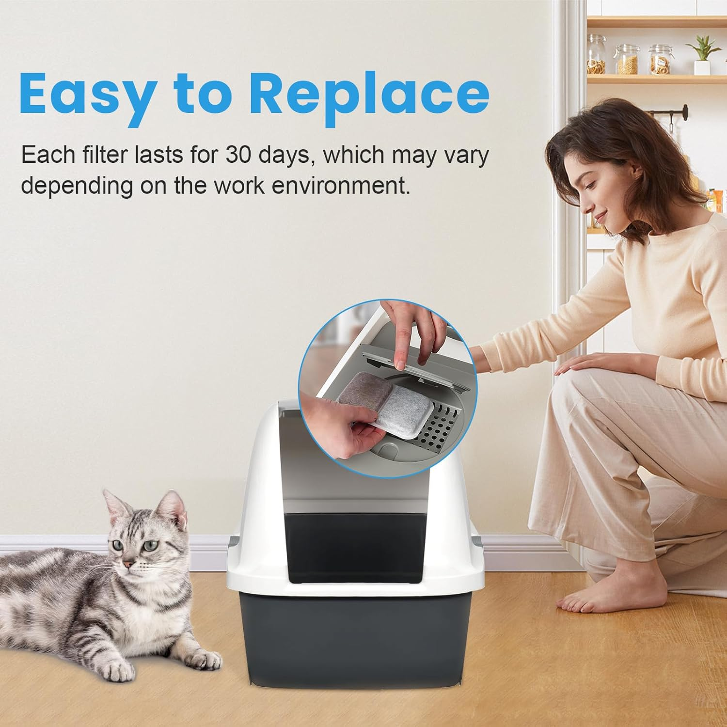 10 Pack Filter Replacement for Catit Litter Boxes Jumbo/Regular/Catit Smartsift Litter Box, Dual Action Air Purifier Pads to Absorb and Fresh Litter Box Odors image number 3