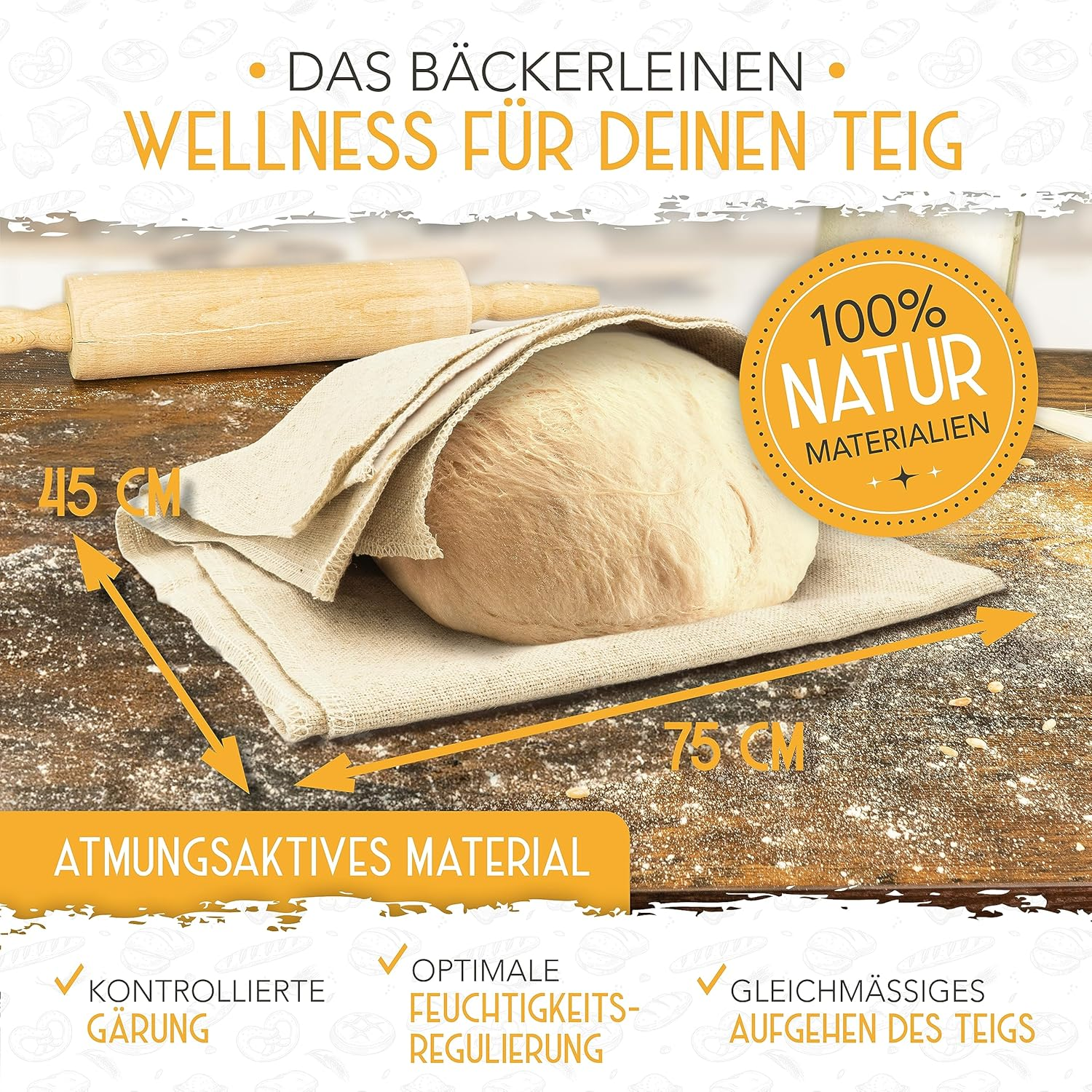 KRUSTENZAUBER Baguette Baking Mould Non-Stick Including Baker'S Lines and Baker'S Knife - 4 Baguette Baking Tray - Ideal as Baguette Tray, Bread Baking Mould, Baguette Tray, Bread Baking Accessories image number 5