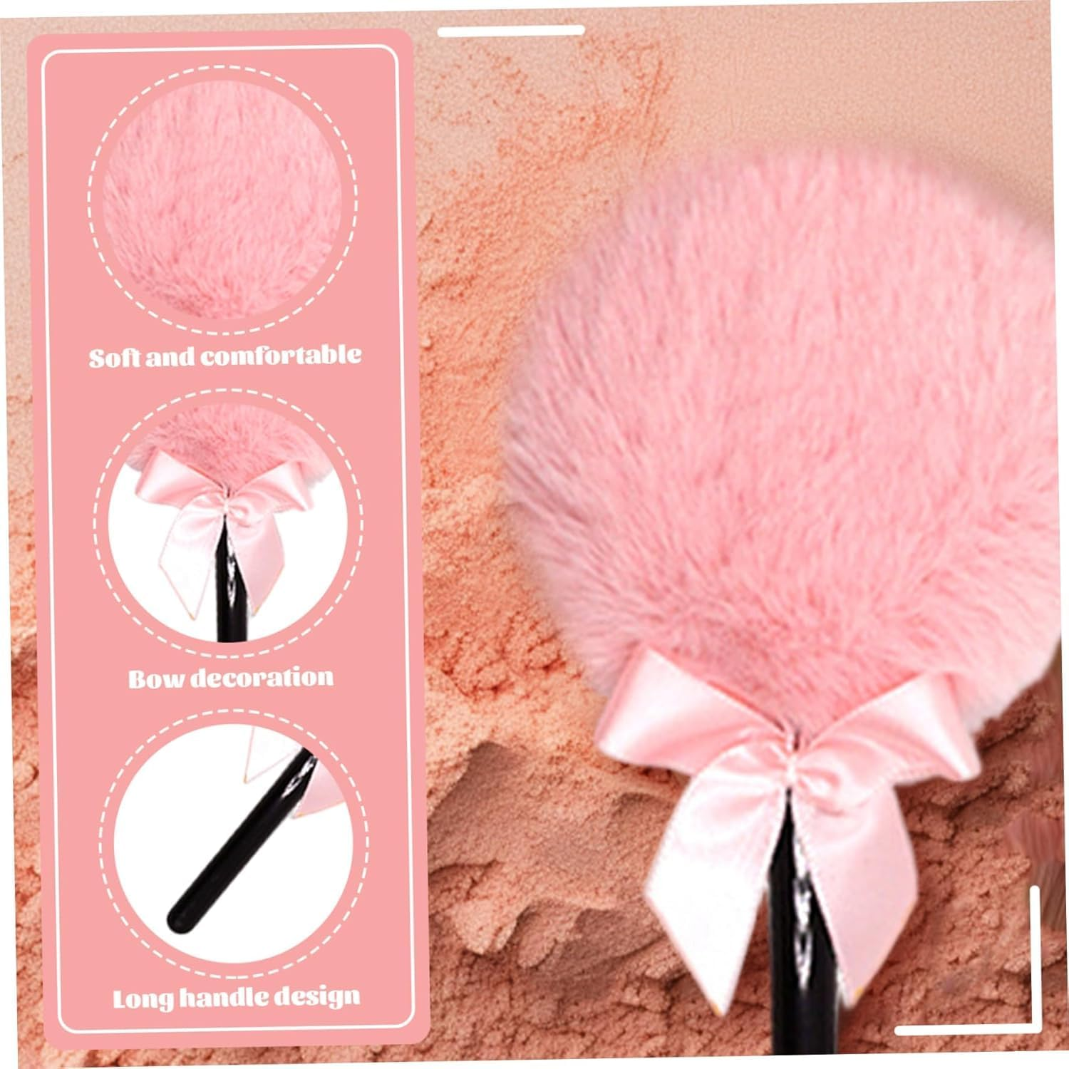 Fokmuaex 2Pcs Soft Lollipop Shaped Body Powder Puff with Handle - 7Cm Dust Powders Applicator for Women and Girls image number 2