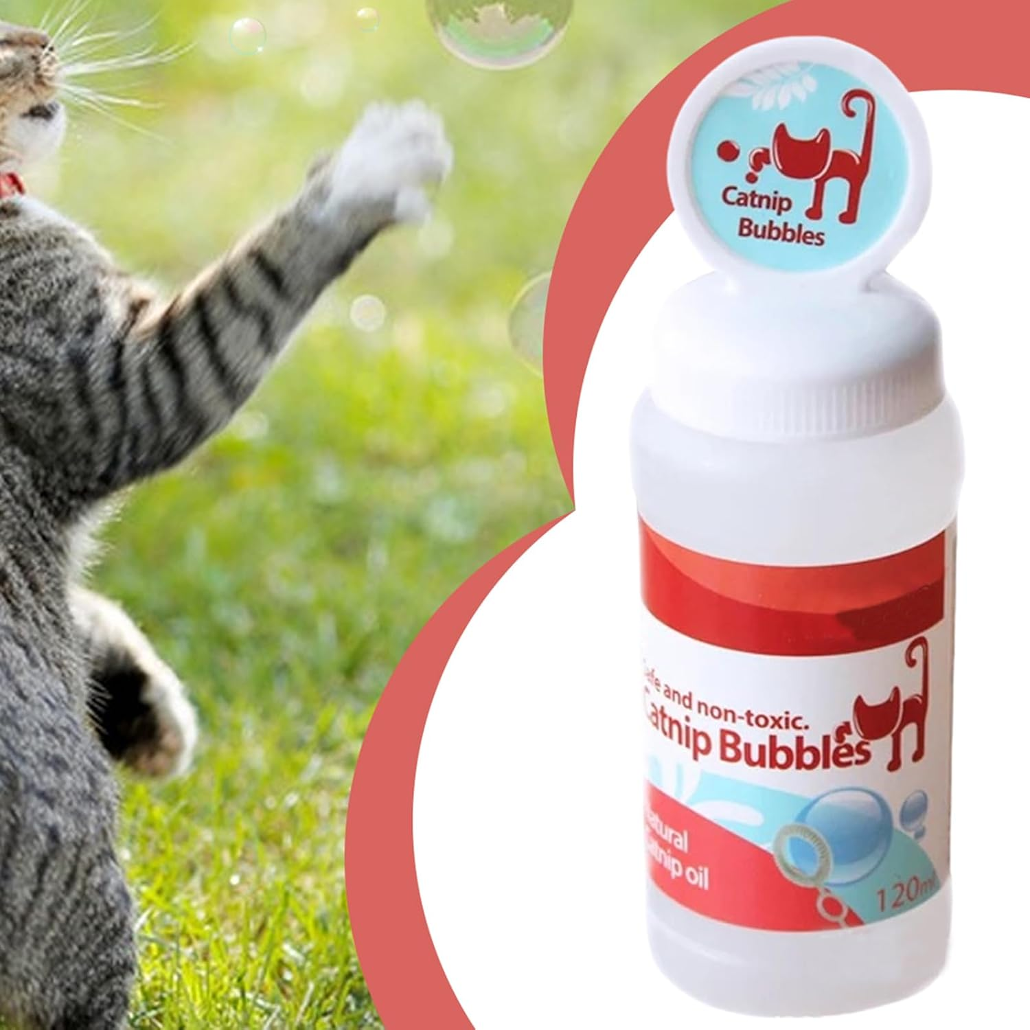 Catnip Bubbles Toy - Catnip Flavored Bubbles, Indoor Outdoor Catnips Bubbls, Pet Enrichment Play Toy | Living Room Lawn Yard Interactive Play. Stimulation Hunting Game Fun. image number 6