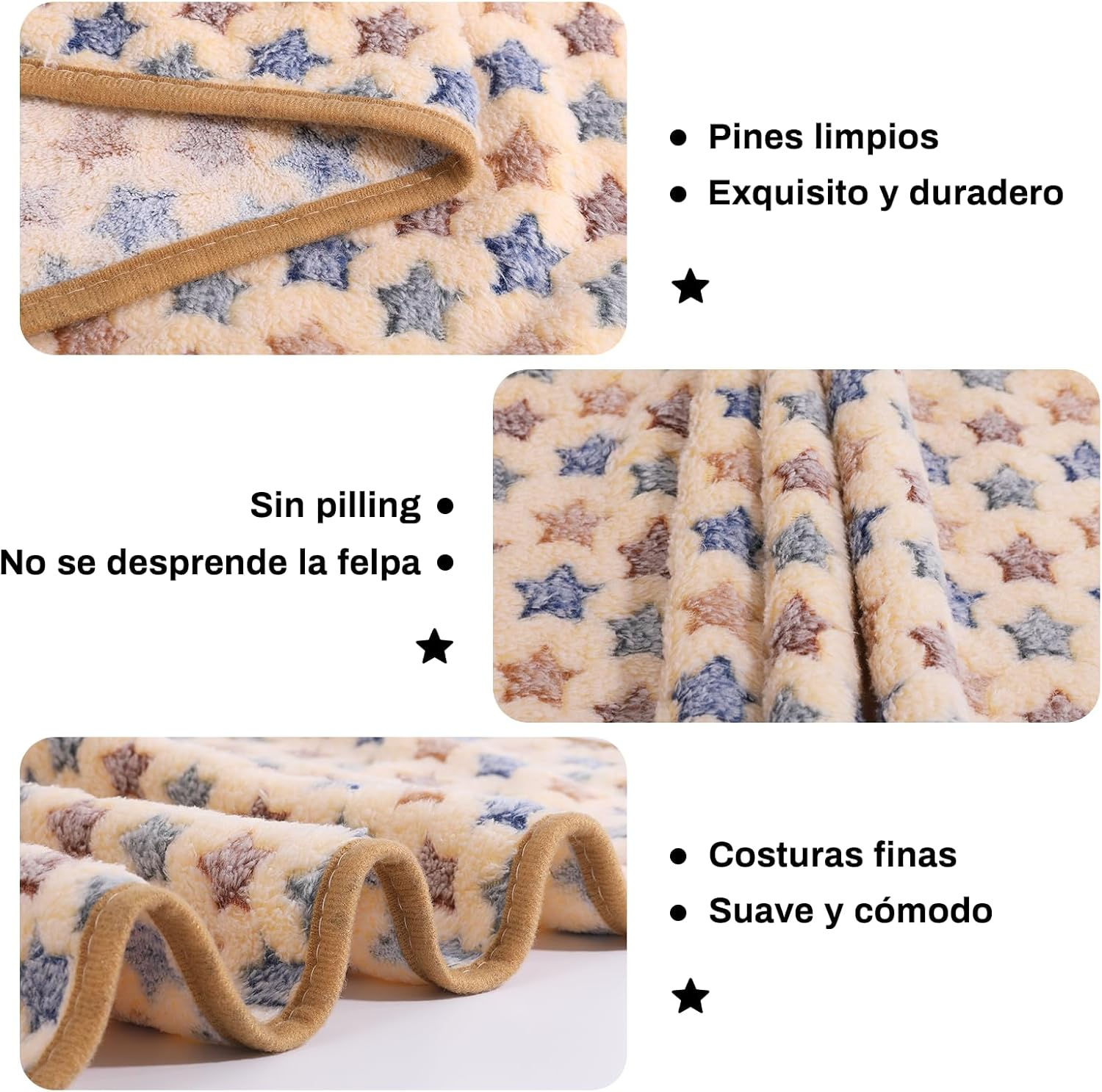 COMSLE Dog Blanket Cat Blankets Washable and Fluffy Pack of 3 Soft Warm Fleece Pet Blankets for Small Medium Dogs Cats Pet Blanket Sleeping Mat for Sofa Bed Star Pattern 104 X 76 Cm image number 3