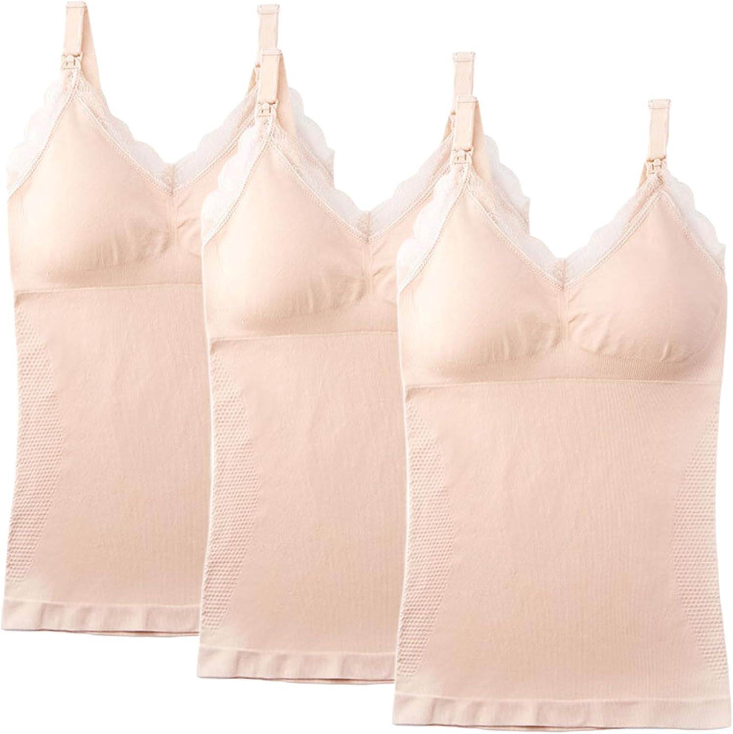 Dress Cici Nursing Tank Top Lace Trim Wire-Free Front Closure, 3 Pack