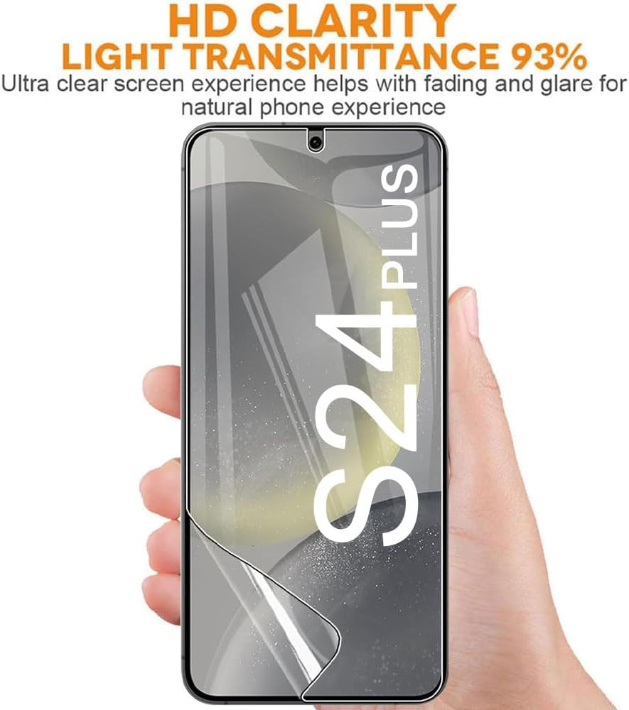 【2Pcs】Hydrogel Screen Protector for Samsung Galaxy S24 plus S24+ HD Clear Full Coverage Film Bubble Free Fingerprint image number 4